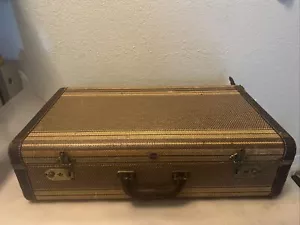 Rare VTG Abel & Bach ABC Plaid Leather Cosmetic Vanity Train Case Makeup Luggage - Picture 1 of 10