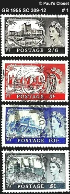 GB 1955 SC 309-12 CASTILLOS MARCA DE AGUA 308 USADA SIN GOMA FINA/MUY FINA #1  Foto 1 de 2