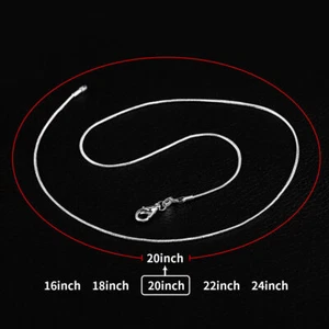 18 20 22 26\'\' inch Mens Womens Snake Chain Necklace 925 Sterling Silver-plated - Picture 1 of 11