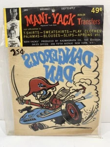 ORIGINAL 1963 MANI-YACK IRON-ON TRANSFER - DANGEROUS DAN, NOS NUTTY MAD RAT FINK - Picture 1 of 2