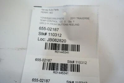 Used A/C Selector Switch fits: 2011 Chevrolet Traverse front manual opt C67 Grad - Image 1 of 4