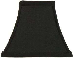 Black Silk with Gold 10 Inch Square Bell Candlestick Lampshade with Washer Fitte