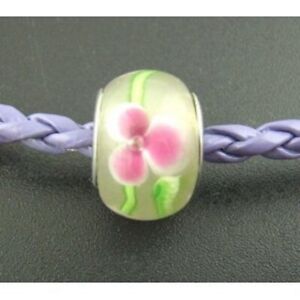  ONE LIGHT GREEN WITH  PINK FLOWER  CHARM   B01293