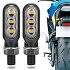 2x Mini Motorcycle LED Turn Signals Lamp Amber Blinker Lights Sequential Flowing