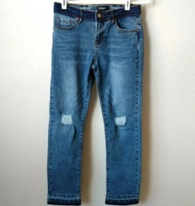 Kidpik Girls Jeans Sz 12 Straight Leg Skinny Distressed Stretch Adjustable Waist - Picture 1 of 10