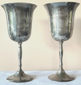 2 - Champagner/Wein/Wasserkelch/Kelch versilbert 7 5/8" T x 3 1/2" D Vintage - Bild 1 von 3