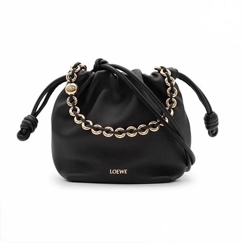 LOEWE Borsa Flamenco Mini Borsa a Mano Borsa a Tracolla A914CBPX03 Nappa Vitello Nero Auth