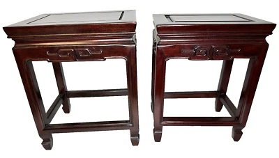 Mesas auxiliares de madera chinas asiáticas estilo dinastía Ming vintage Foto 1 de 4