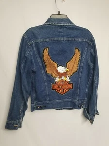 Vintage Lee Denim With Vintage Harley Davidson Back Patch Union USA Made 38R - Picture 1 of 5
