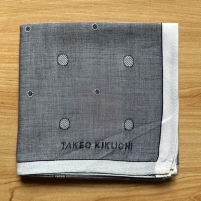 PAÑUELO JAPÓN HOMBRE BOLSILLO CUADRADO VINTAGE GRIS LUNARES ALGODÓN 18" B0534 Foto 1 de 3