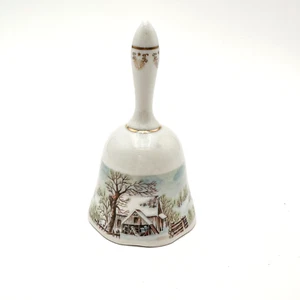 Currier & Ives Porcelain Bell 1978 Roy Thomas Collection Winter Scenes Vintage - Picture 1 of 12