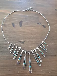 Bonito collar vintage con incrustación de ópalo Zuni de plata esterlina 925 - Imagen 1 de 6