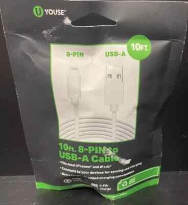 U Youse 10Ft. 8 Pin to USB-A Cable - White - Image 1 of 2