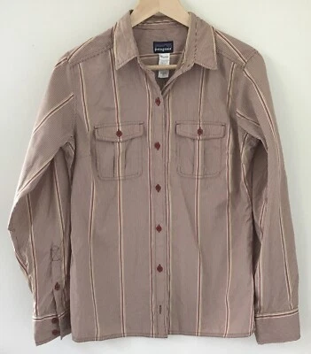 Blusa Patagonia Sun Stretch Travel secagem rápida listra de náilon botão para cima camisa 6 - Imagem 1 de 4