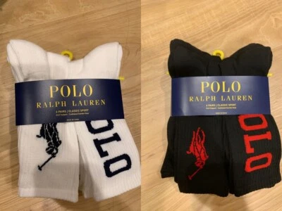 Calcetines deportivos clásicos Polo Ralph Lauren Big Pony para hombre 6 pares nuevos con etiquetas talla 10-13 Foto 1 de 3