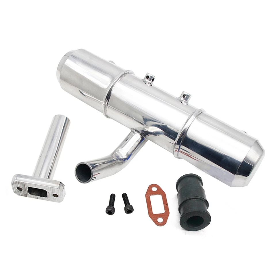 Aluminum Twin Tuning Exhaust Pipe For 1/5 RC HPI RV KM Baja 5B SS 5T PARTS - Image 1 of 4