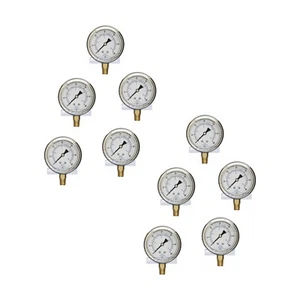 10 PACK LIQUID FILLED PRESSURE GAUGE 0-60 PSI, 2.5" FACE, 1/4" NPT LOWER MOUNT - Picture 1 of 5