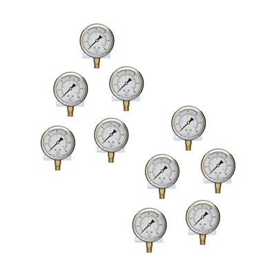 10 PACK LIQUID FILLED PRESSURE GAUGE 0-60 PSI, 2.5" FACE, 1/4" NPT LOWER MOUNT - Image 1 of 4