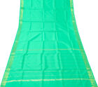 Sushila Vintage Green New Saree Art Silk Woven Curtain Drape Craft Decor Fabric
