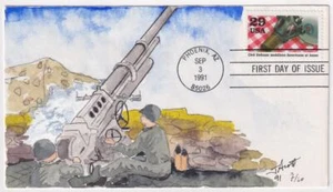 WWII Civil Defense Stamp TD Cachets Handpainted First Day Cover FDC C8290 - Picture 1 of 1