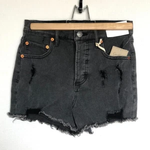 JESSICA SIMPSON Shorts Size 24 Infinite High Waist Distressed Denim Black Beach - Picture 1 of 8