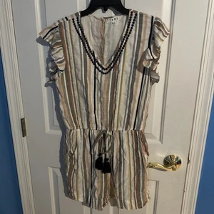 THML Short Romper Size Medium Multicolor Stripes Gently Used - Picture 1 of 3