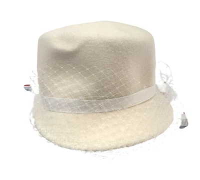 Gigi Burris Mujer Blanco Lana Estella Newsboy Gorra Velo Talla Única Nuevo con Etiquetas $375 Foto 1 de 4