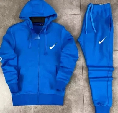 Moletom Nike masculino com capuz zíper completo 2 peças roupa esportiva com capuz de lã agasalho de treino - Imagem 1 de 4