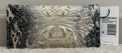 Cartera Brahmin Melbourne ADY Delgada Doble Plegable Lthr JAGUAR OMBRE Marfil Azul Dorado Nueva con Etiquetas Foto 1 de 4