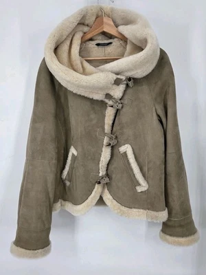 Abrigo Hilary Radley Gamuza Piel de Oveja Bronceado Mujer 10 Western Palanca Botón Cabincore Foto 1 de 4