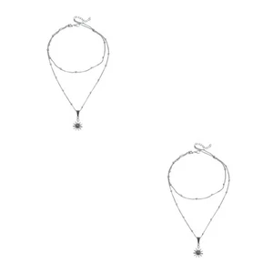 2 Stück Doppel-Halskette für Damen, Schlüsselbein-Accessoire, modisches - Picture 1 of 12