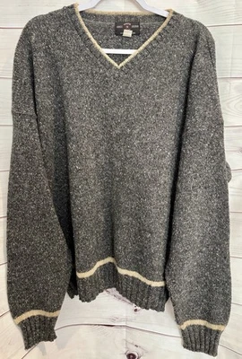 Suéter NORTH BAY OUTFITTERS Para Hombres XL Lana Cuello en V Isla Justa Gris Tostado De Colección Años 80 Foto 1 de 4