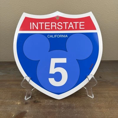 Letrero de plástico de carretera Disneyland Interestatal 5 California Mickey Mouse 11x12" Foto 1 de 4