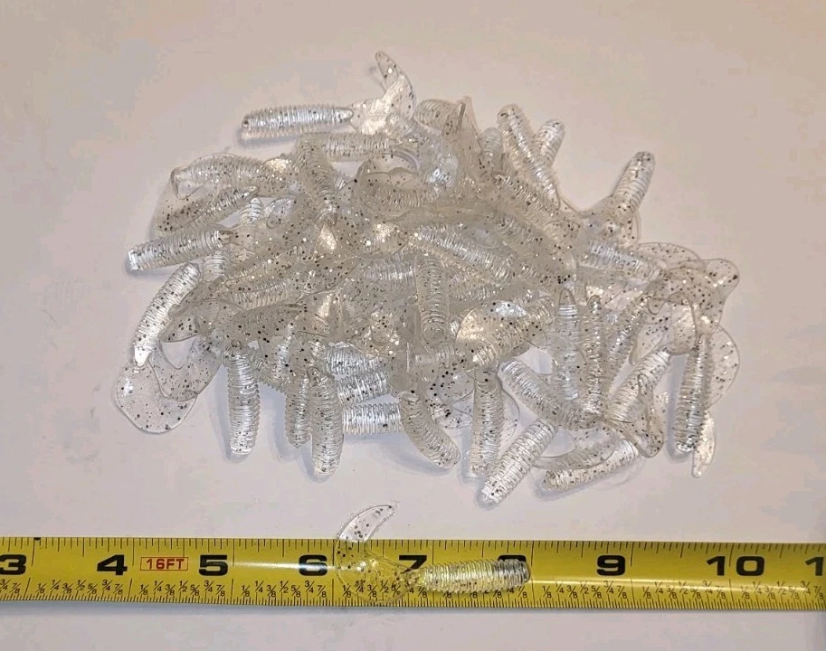 Clear Minnow Flash Silver Glitter 2 inch 100 Pack Curl Tail Grubs - Image 1 of 2