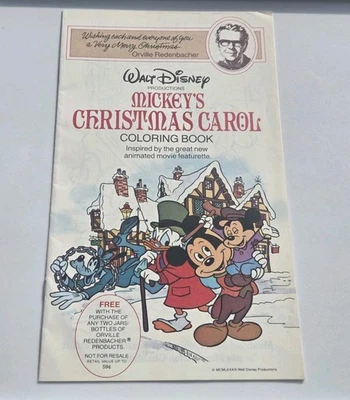 Libro para colorear Walt Disney Mickey's Christmas Carol Redenbacher 1983 sin marca Foto 1 de 4