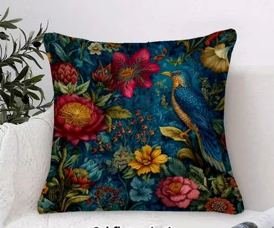 Kissen Bezug Samt 50 cm floral Vogel Tropical Geschenk passt zu Bassetti Boho - Bild 1 von 4