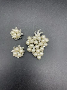 Orecchini vintage con spilla e clip di perle/diamanti - Foto 1 di 4