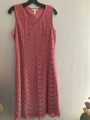 Isaac Mizrahi Live Dress Womens Size  S   Coral  Crochet Lace Dress NWOT - Image 1 of 4