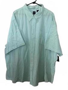NEW Basic Editions Men's Button Down Shirt Size 4X Mint White Cotton Checks - Picture 1 of 7
