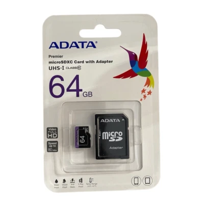 Tarjeta MicroSDXC ADATA Premier 64 GB con adaptador de alta velocidad y almacenamiento confiable Foto 1 de 4