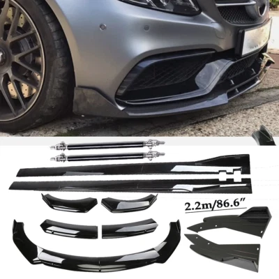 Front Bumper Lip Splitter Spoiler Side Skirt For Mercedes-Benz C200 C250 C300 Foto 1 de 4