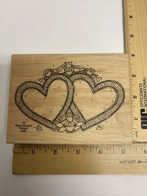 Two Hearts W/Roses Rubber Stamp WhipperSnapper Designs - Image 1 of 4