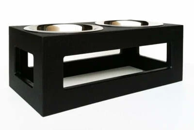 Alimentador doble para perros PetsStop Porchside exterior con soporte elevado - negro Foto 1 de 2