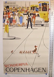 MARAVILLOSO PÓSTER DE VIAJE COPENHAGUE DINAMARCA V. VAGNBY 24"X39" 1961 ORIGINAL - Imagen 1 de 4