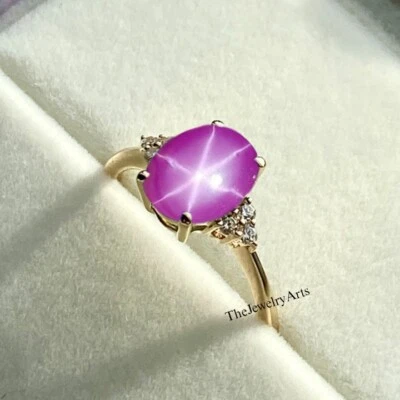 Genuine Star Ruby Ring, 925 Sterling Silver, Pink Star Ring Lindy Star Ruby Ring - Image 1 of 4