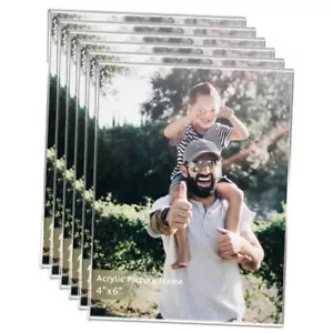 Clear Acrylic Photo Picture Frames Display Picture,Wall Mounting Clear 4"x 6" - Picture 1 of 7