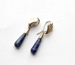 Orecchini in argento color oro con lapislazzuli - Foto 1 di 4