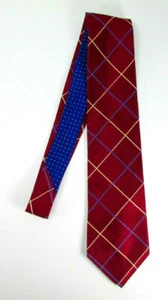 Tommy Hilfiger Imported Silk Neck Tie Men's Red Grid USA Beautiful - Picture 1 of 8