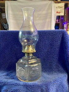 Vintage Lamplight Farms Stagecoach Clear Glass Hexagon Oil Lamp 14.5 Inches Tall - Picture 1 of 8