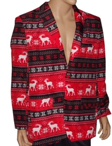 Mens BLAZER Suit Coat Snow REINDEER Deer Ugly Christmas Sweater Party S M NEW - Imagen 1 de 1